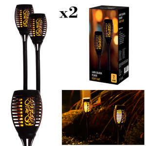 Zestaw 2 lamp solarnych SOLAR FLAME 2x 12LED